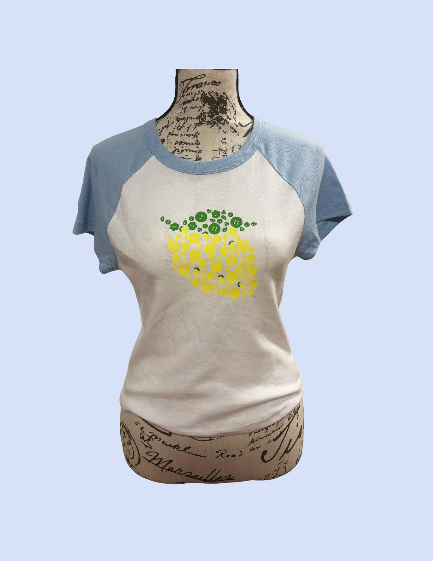 Lemon Button Crop Tee