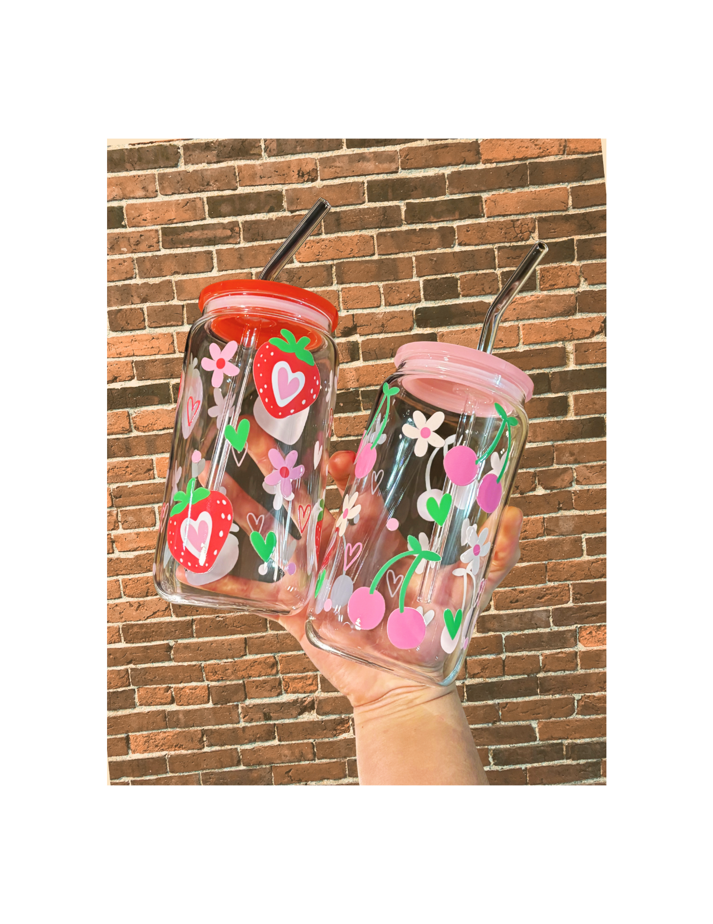 Cherry Hearts Glass Cup
