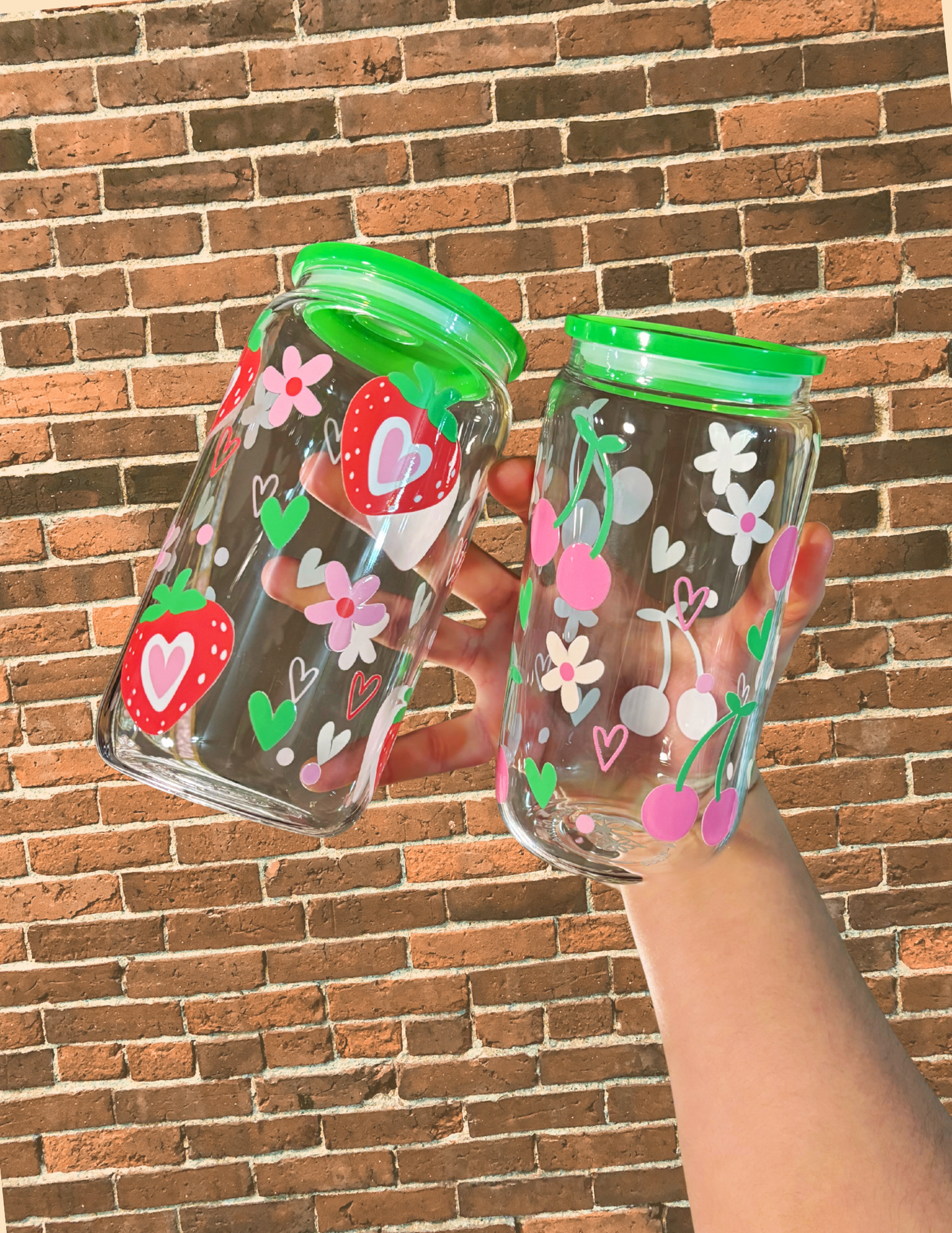 Cherry Hearts Glass Cup