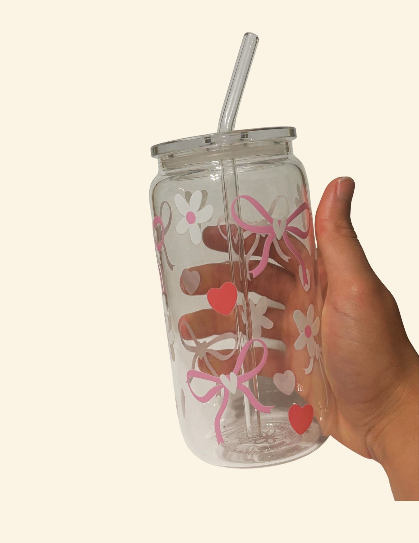 Pink Bow Glass Cup