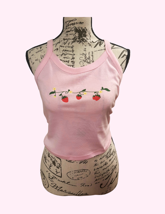 Strawberry Vines Cropped Tank Top