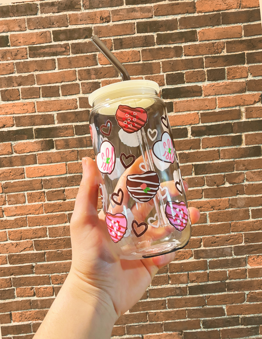 Chocolate Hearts Glass Cup