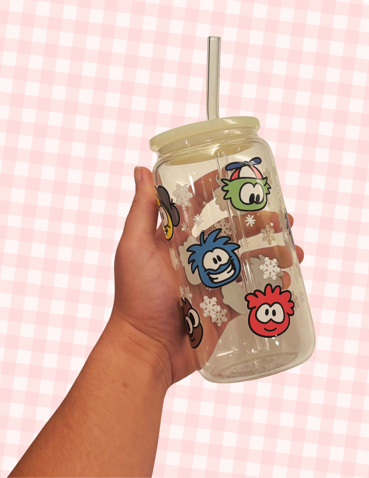 Snowy Puffle Glass Cup