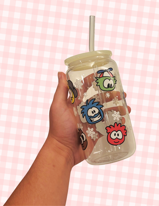 Snowy Puffle Glass Cup